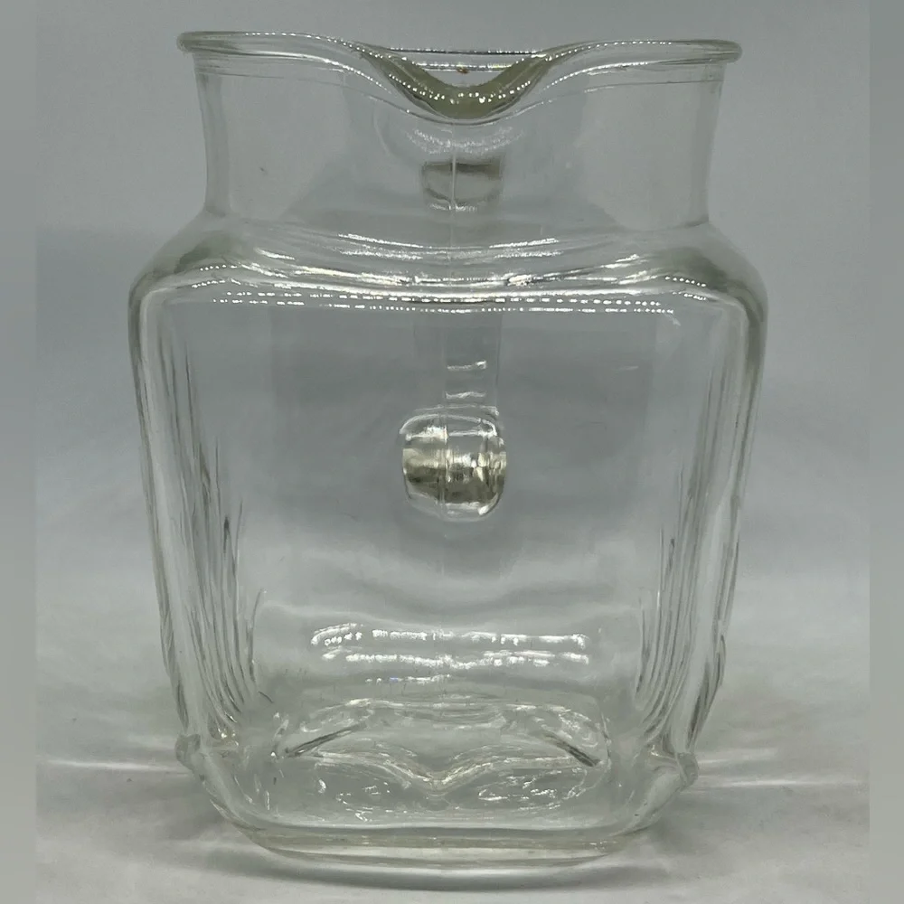 1950s MCM Federal Glass Clear Square Star Design 1qt Pitcher